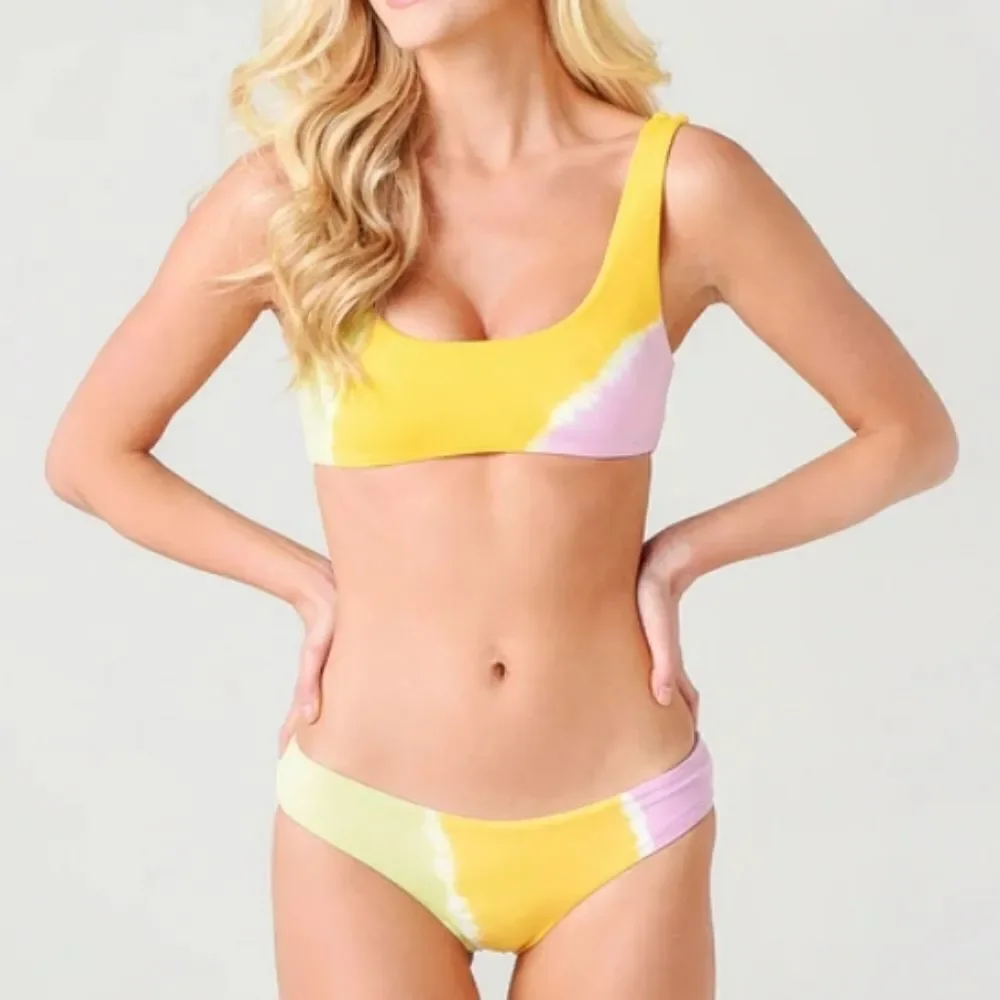 L*Space Women's Tie Dye Lizzie Sandy Diagonal 2 piece bikini top & Bottom sz L
